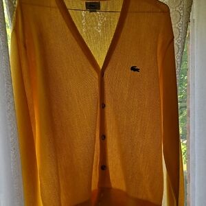 Lacoste Yellow Cardigan Sweater Classic Knit